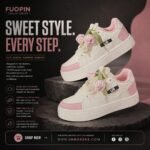 Pink Kitty Bow Ladies Sneakers product image 4 - Unbooxers